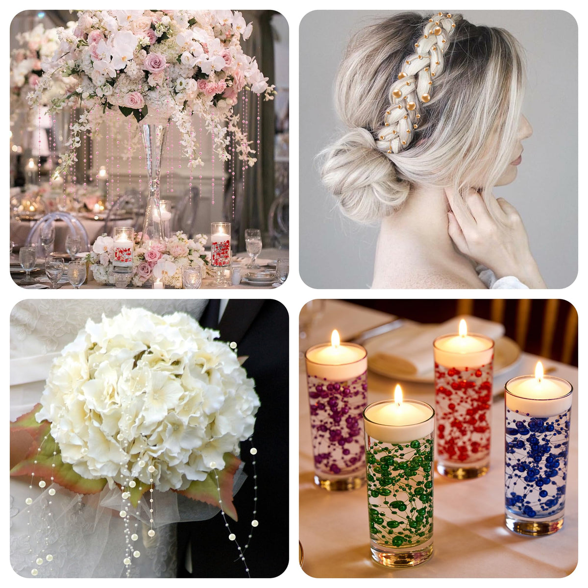 YATOJUZI 30 PCS Artificial Pearl String Beige Vase Filler Floating Pearls for Vases Centerpieces Faux Pearl Beads String Decorations Wedding Holiday Party Decor