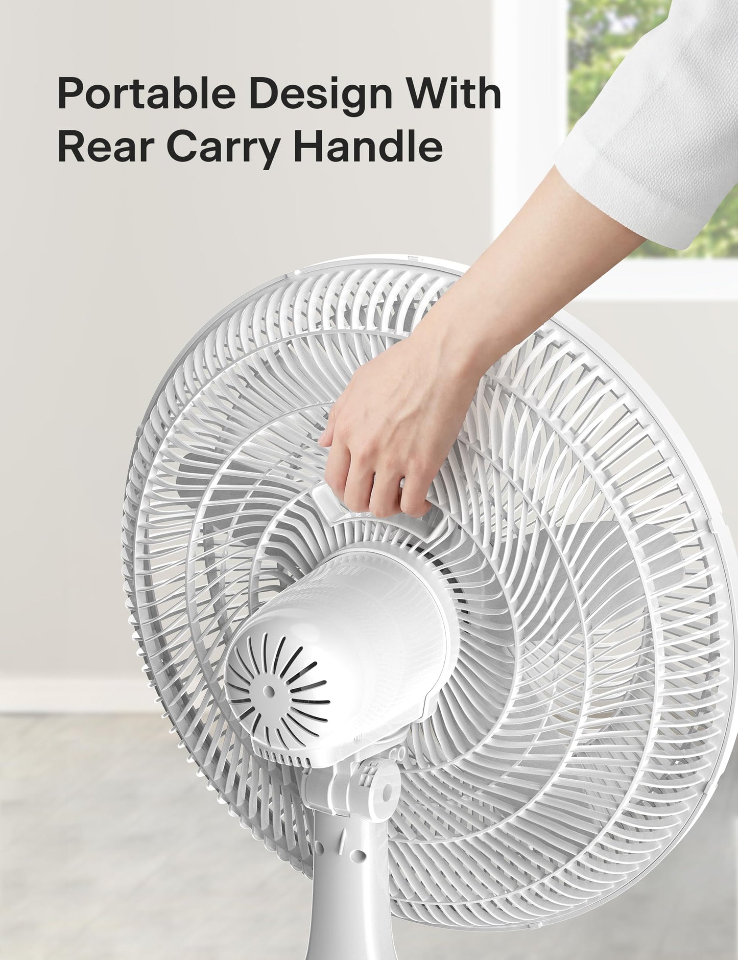 PELONIS PSFS18D1AW 18 inch 5-Blade Oscillating, Adjustable Standing Pedestal Remote, LED Display, 5 Speed Setting and 7-Hour Timer Fan, White