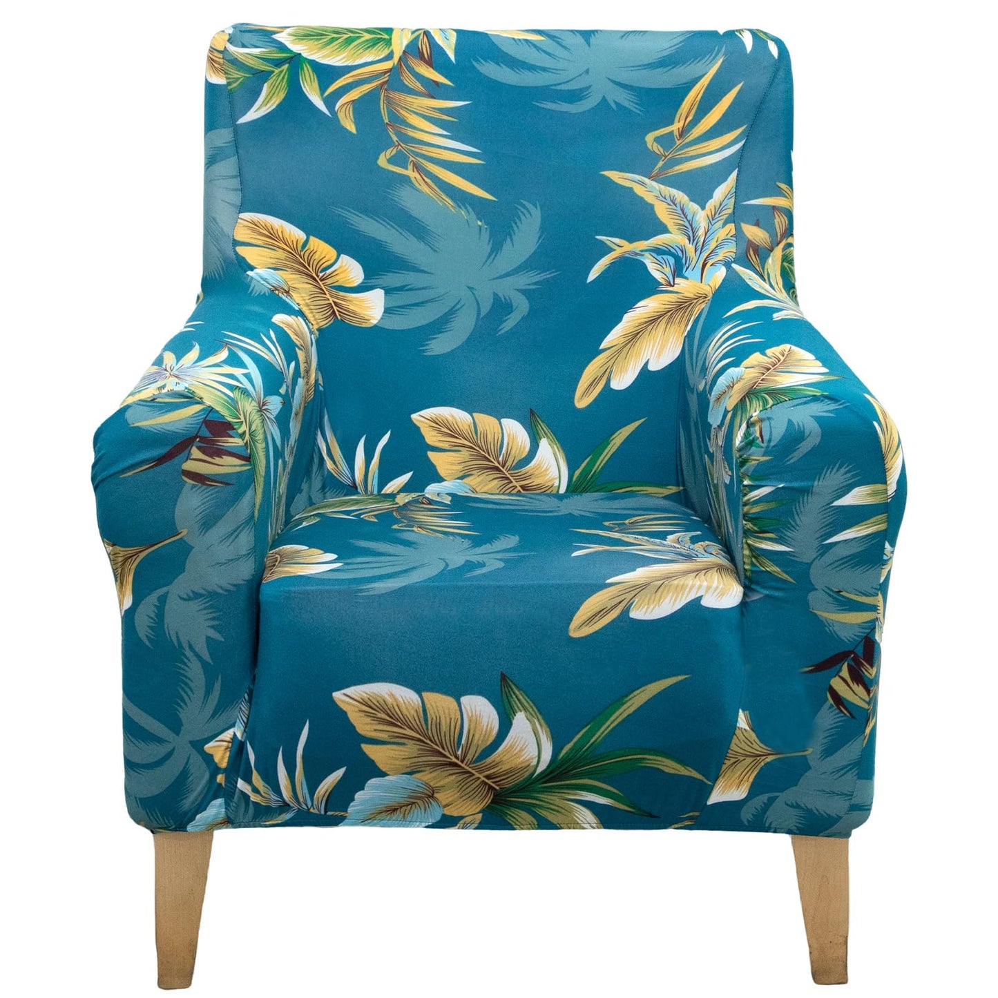 Adigau Printed Armchair Slipcover Stylish Elastic 1-Piece Chair Covers with Arms Soft Covers Couch Protector for Living Room/Bedroom(Green Leaf)