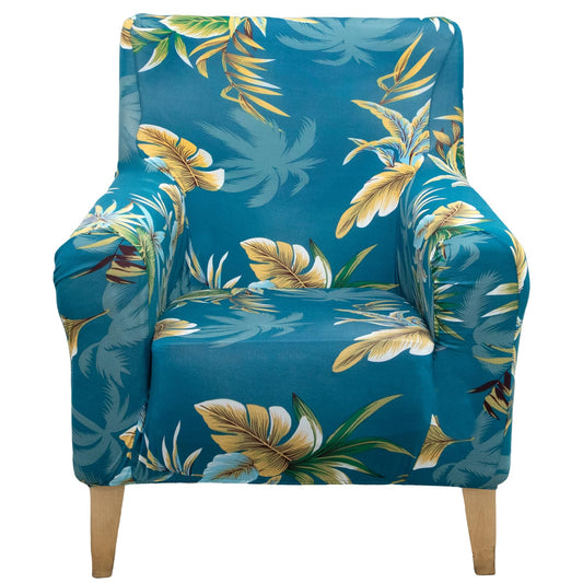 Adigau Printed Armchair Slipcover Stylish Elastic 1-Piece Chair Covers with Arms Soft Covers Couch Protector for Living Room/Bedroom(Green Leaf)
