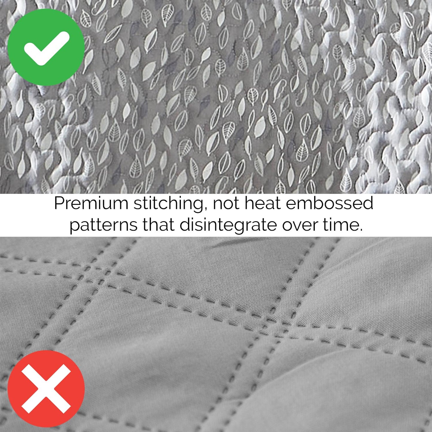 Southshore Fine Living, Inc. Twin Daybed Comforter Set, 6-Piece Bedding Set with Daybed Cover, 3 Pillow Shams, Bed Skirt, Throw Pillow - Twin Day Bed Quilt Set, Botanical Leaves Grey