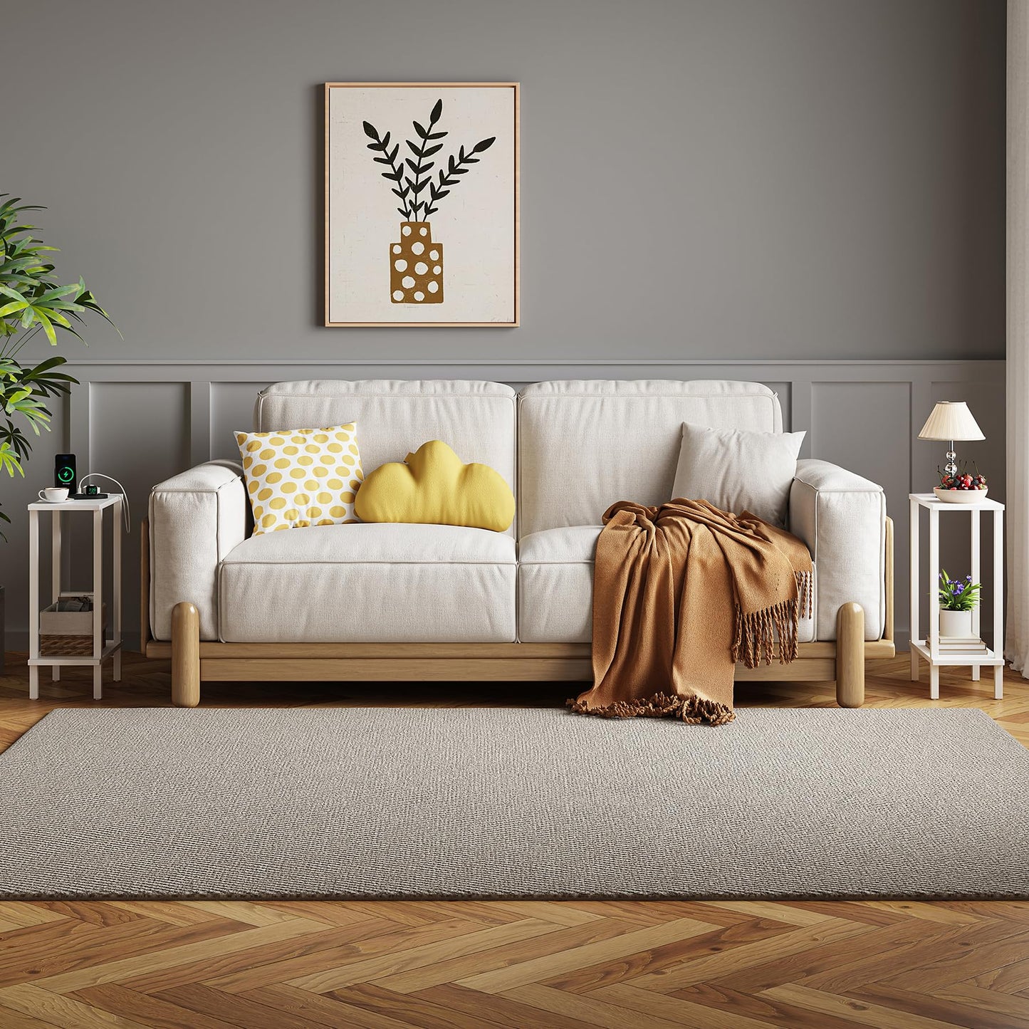 TUTOTAK Small Side Table, Narrow End Table, Skinny Sofa Table, Slim Nightstand, Couch Table, Living Room, Bed Room, White TB01BW062