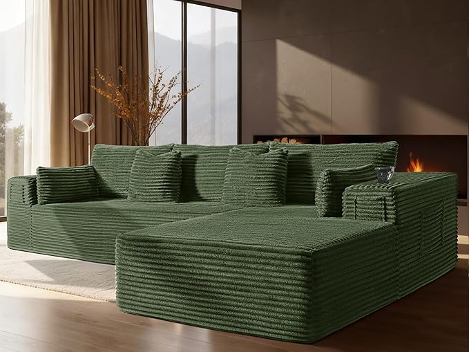 108" Cloud Sectional Couch, Comfort L Shaped Boneless Couch