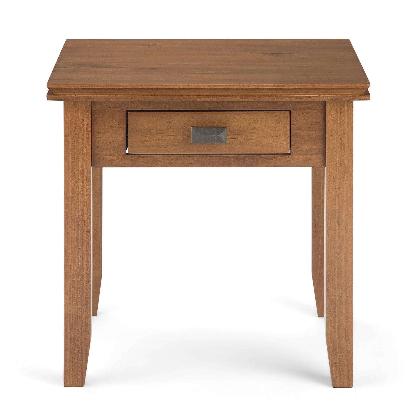 SIMPLIHOME Artisan End Table - 21 inch Wide Solid Wood Square Side Table with Drawer in Honey Brown, Transitional Nightstand or Lamp Stand for Living Room, Bedroom, or Entryway with Tapered Legs