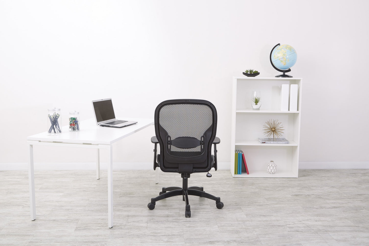 Space Seating 23 Series Breathable Mesh Back Adjustable Manager's Office Chair with Padded Mesh Seat and Heavy Duty Gunmetal Finish Base, Black
