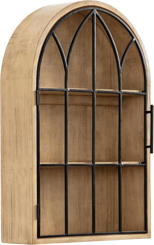Kate and Laurel Megara Decorative Wooden Hanging Arched Wall Cabinet
