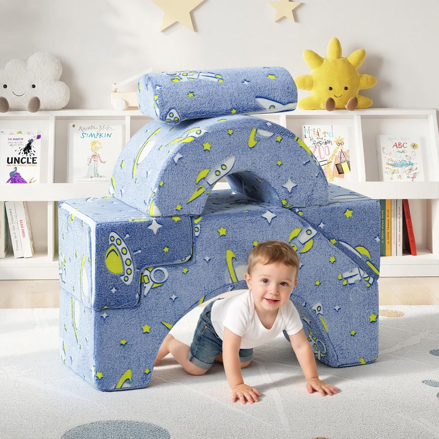 MeMoreCool Toddler Foam Climbing Couch – Modular Kids Sofa with Slide & Stair, Convertible Playroom Sectional for Crawling, Climbing & Kids’ Playtime
