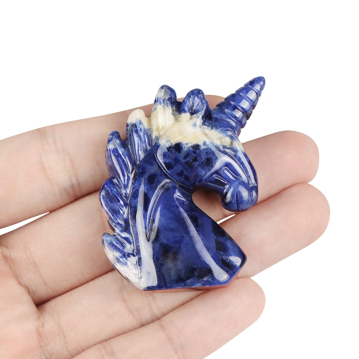 Artistone Crystal Unicorn Figurine Ornament Decor Hand Carved 2 Inches Sodalite Unicorn Statue Animal Healing Collectible Figurine Reiki Paperweight Home Office Girl Gifts