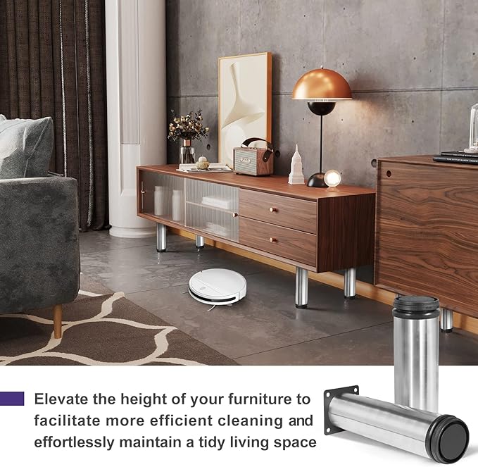 5 Inch Metal Furniture Legs Stainless Steel Adjustable Legs Silver Metal Legs