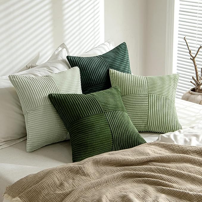 MIULEE Spring Green Decorative Throw Pillow Covers 16x16 Inch Set of 4 Boho