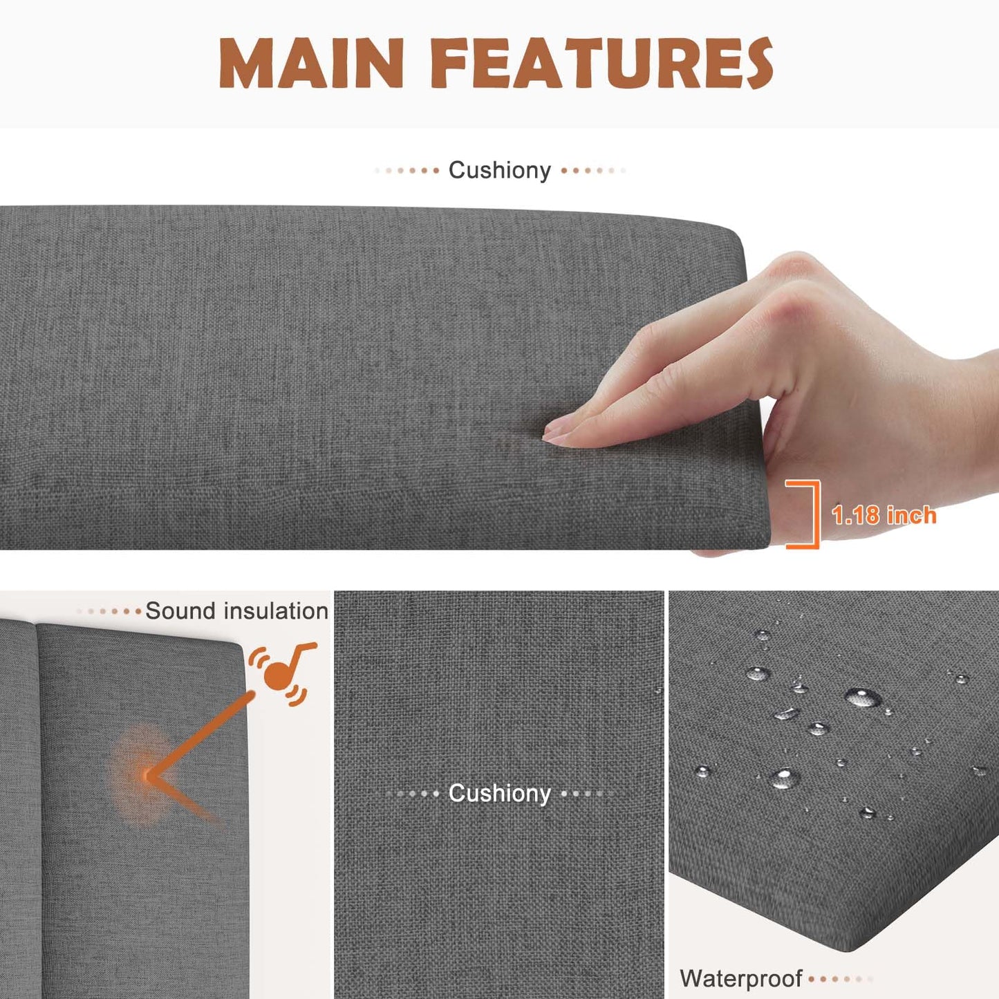IFNOW Upholstered Wall Mounted Headboard, 3D Soundproof Wall Panels Peel and Stick for King Size, Reusable and Removable Tufted Bed Headboard in Dark Grey (12 Panels, 10" x 24")