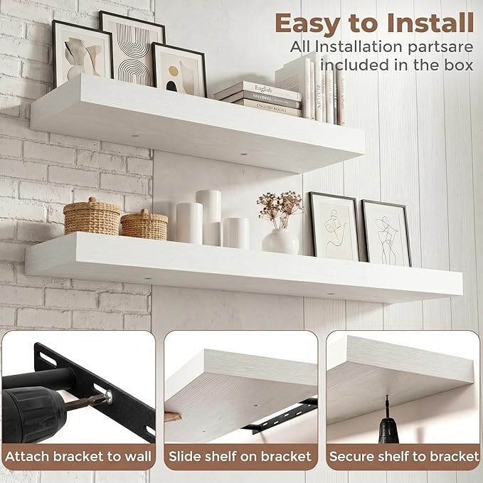 FLYJOE Floating Shelves for Wall, 48 Inch Floating Shelves Set of 2, Kitchen