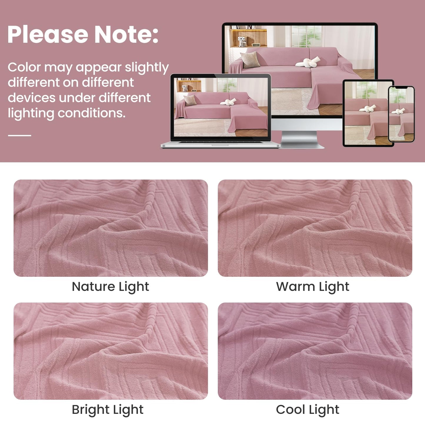 CYCMACO Sectional Couch Covers for Dogs 2 Pieces, Pet Couch Covers for Sectional Sofa, Washable L Shaped Couch Cover, Couch Blanket Furniture Protector (X-Large: 78" x 110" + 78" x 118", Pink)