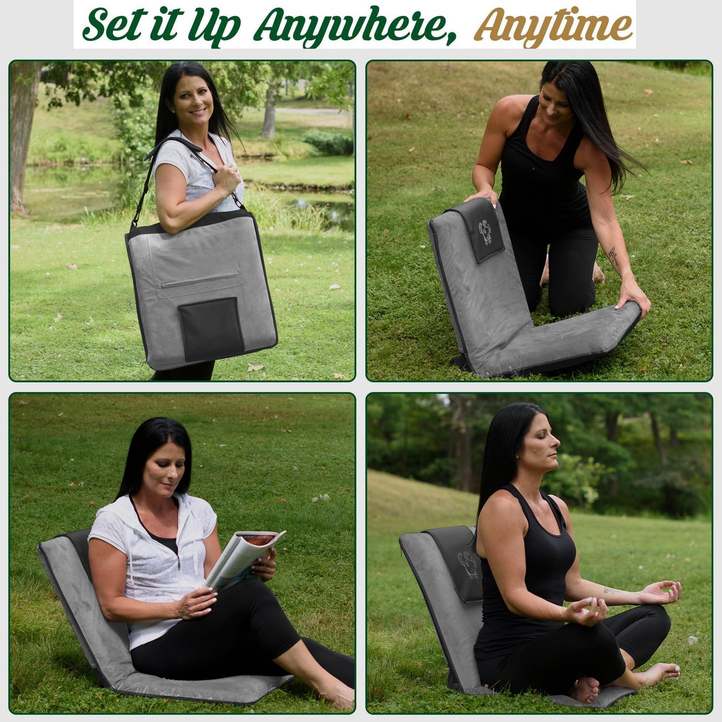 Adjustable Japanese Floor Chair for Adults - Meditation Chair with Back Support for Seating, Yoga & Gaming | Foldable Backjack Floor Chair with 6 Recline Positions, Thick Padding & Vegan