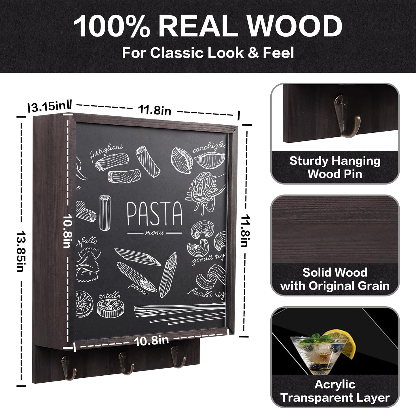 MOCAS Hidden Gun Storage, Hidden Wall Gun Safe Pistol Rack Shelf with 3 Hooks for Secret Decor Concealment Furniture, Art Storage Cabinet Wooden Storage Shelves Indoor Picture Frame(Black)