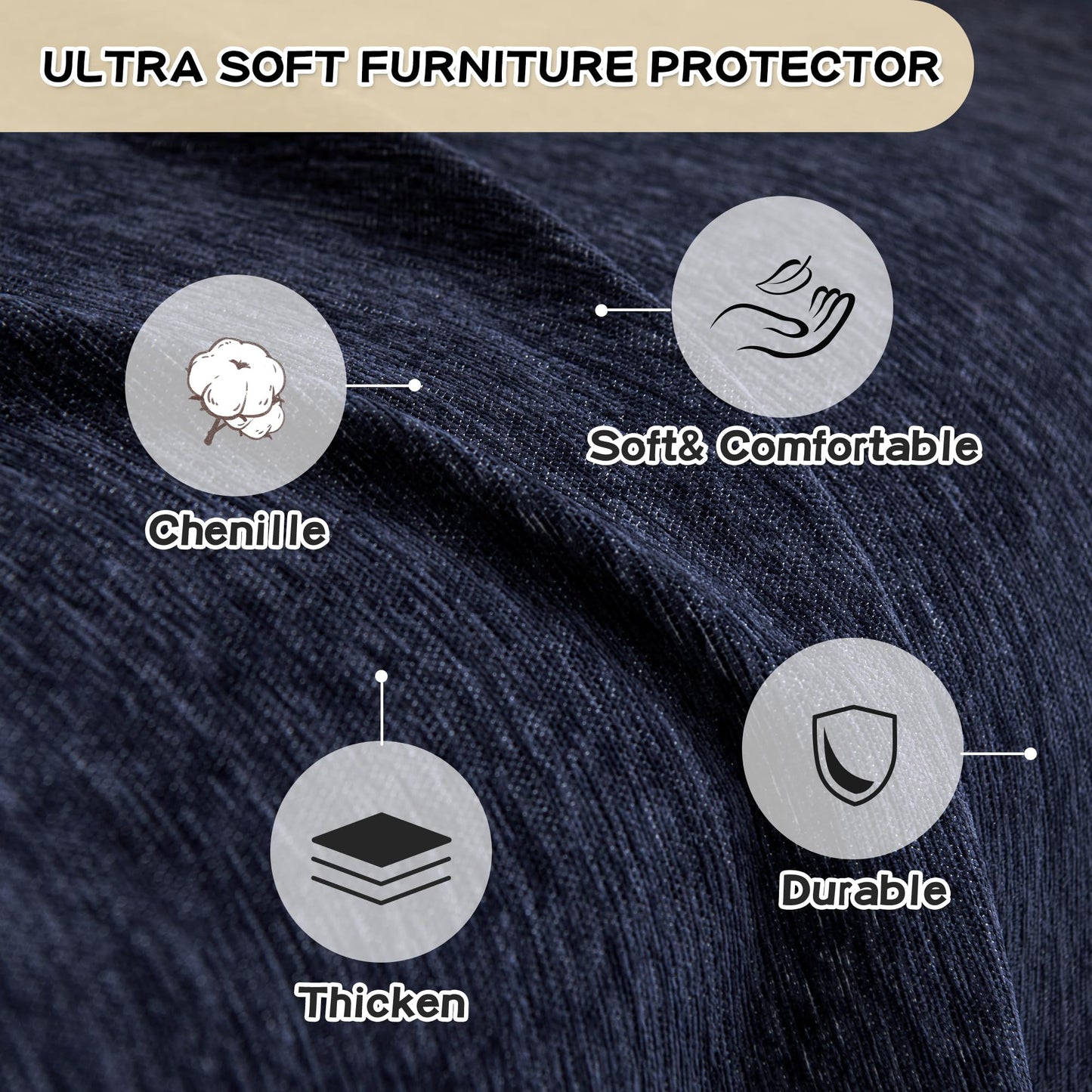 MYSKY HOME Couch Cover for Sectional Sofa, 2 Pieces Couch Covers for L Shape Sofa Cover, Furniture Protector for Pets, Kids, Sofa Slipcover for 2-3 Cushion Couch (71"x118"+71"x118", Navy Blue)