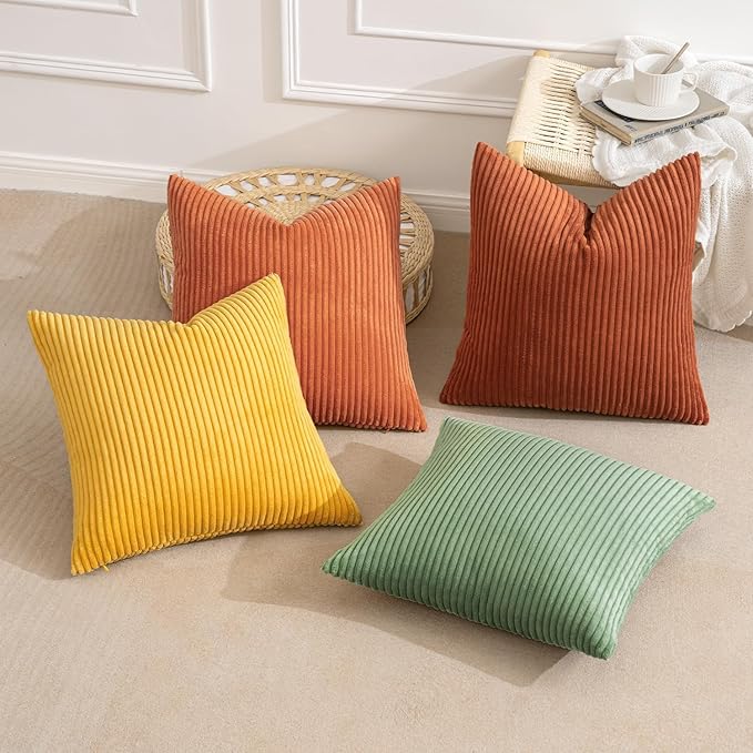 MIULEE Decorative Throw Pillow Covers 24x24 Inch Set of 4, Vibrant Cushion