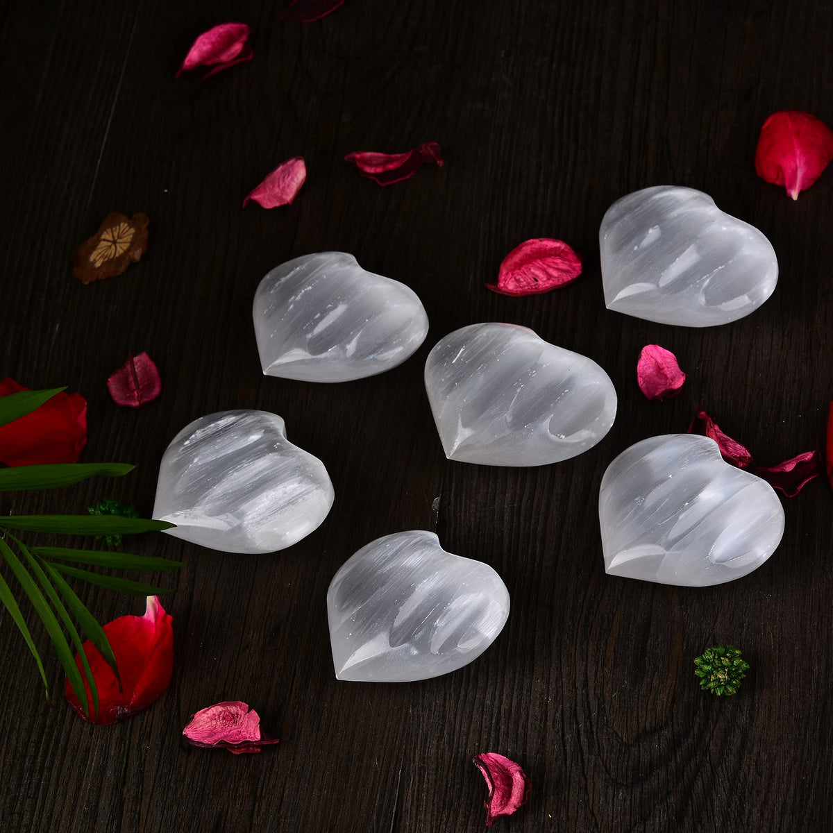 JIC Gem 1.4-1.6" Natural Unique White Selenite Heart Stone Healing Crystal Heart Rock Engraved Heart Decoration Heart Shape Crystal Set of 10 Wholesale Frome Morocco