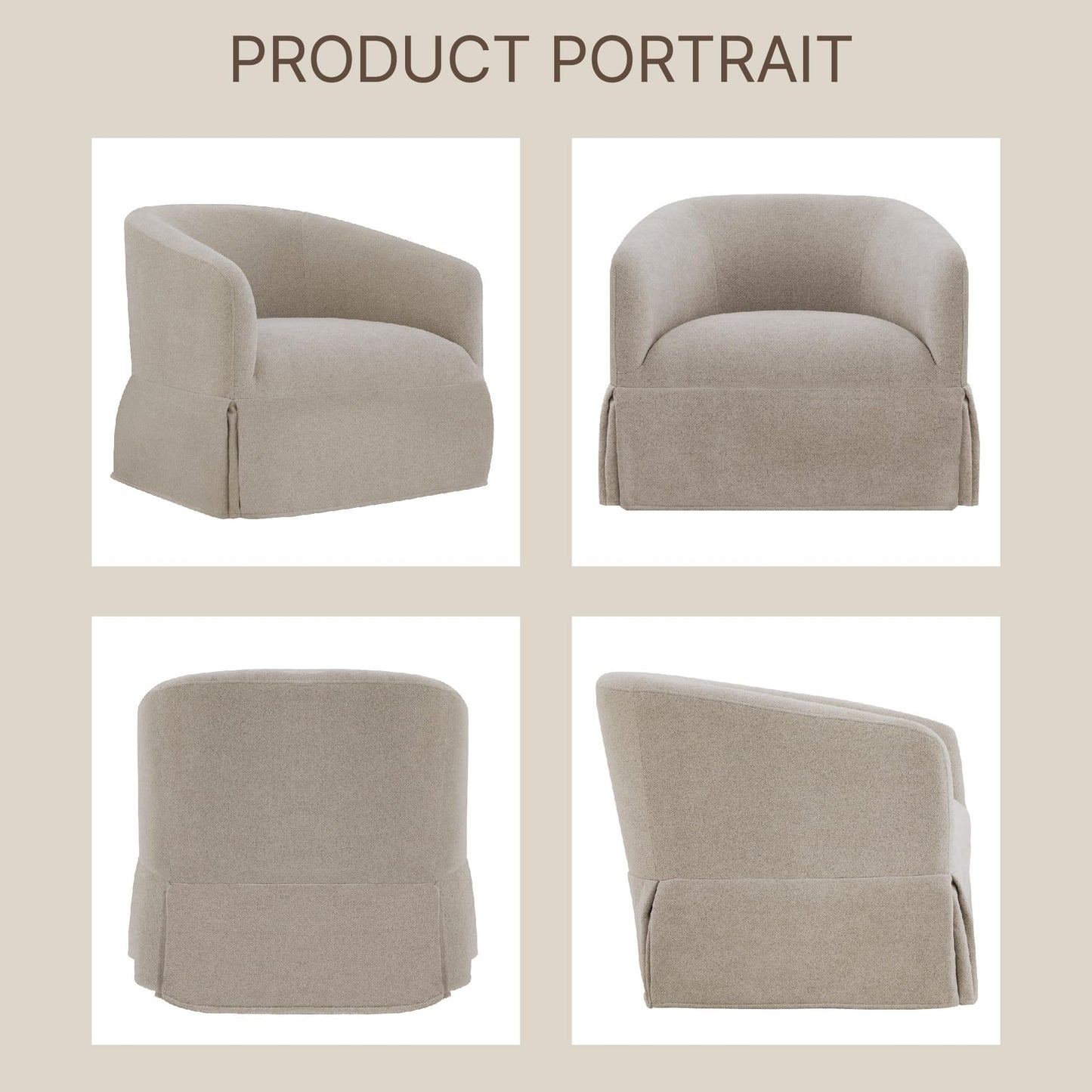 Swivel Accent Chair, 360 Degree Performance Fabric Armchair Modern Barrel Chairs Armchair for Living Room Bedroom Home and Office,Taupe