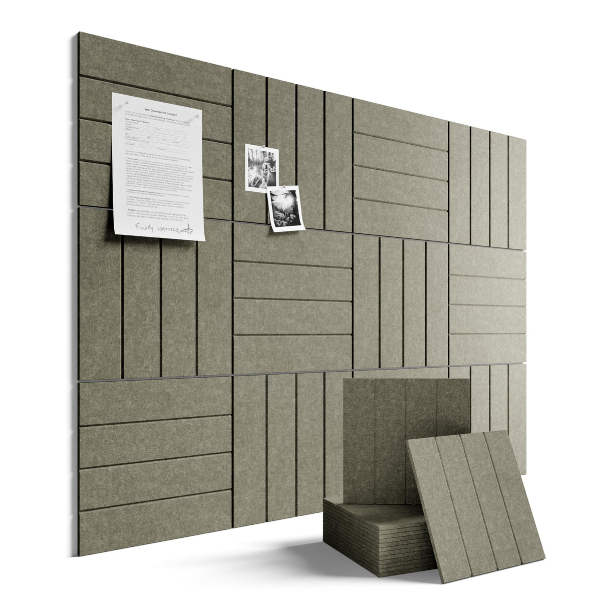 Large Felt Bulletin Board 48" x 36" Cork Board Alternative-12 Pack with 70 Safe Removable Adhesive Tabs, Cork Boards for Walls for Home Office Classroom Pin Board-Earth Brown