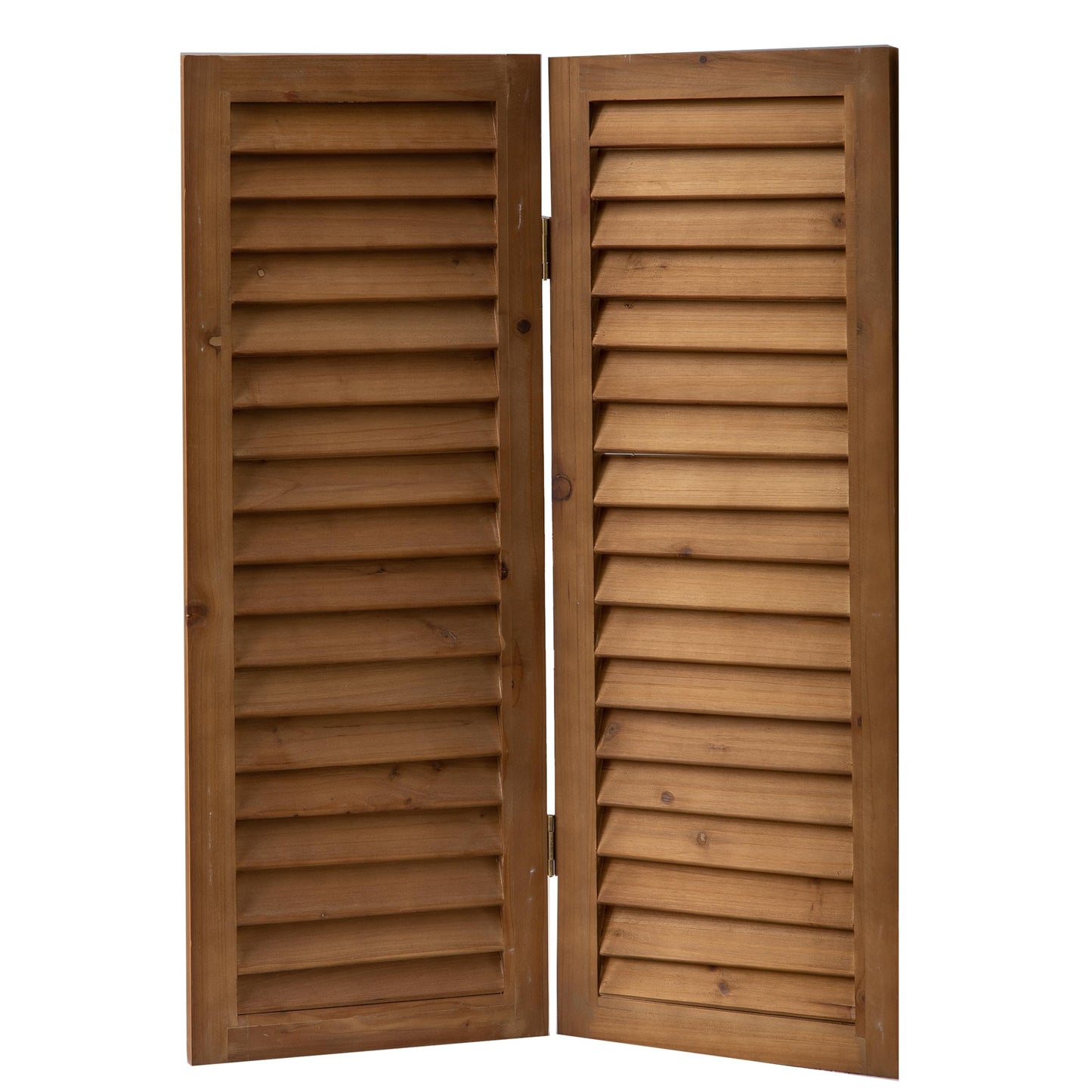 SOFE Wood Short Privacy Screen Indoor, 2.6 Ft Tall Shutters Folding Room Dividers 3 Panel, Brown Room Partitions and Dividers Freestanding, Farmhouse Foldable Wall for Home Bedroom Office