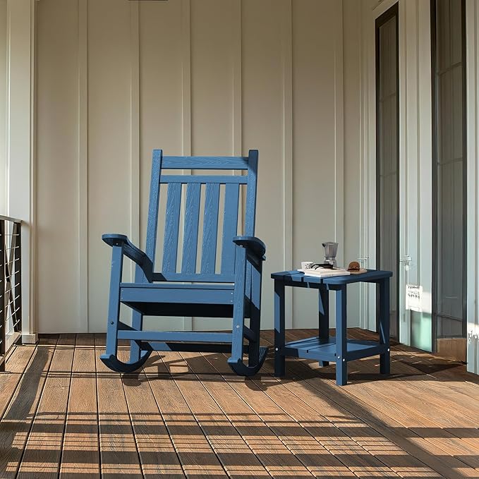 SERWALL Adirondack Table Outdoor Side Table- Blue