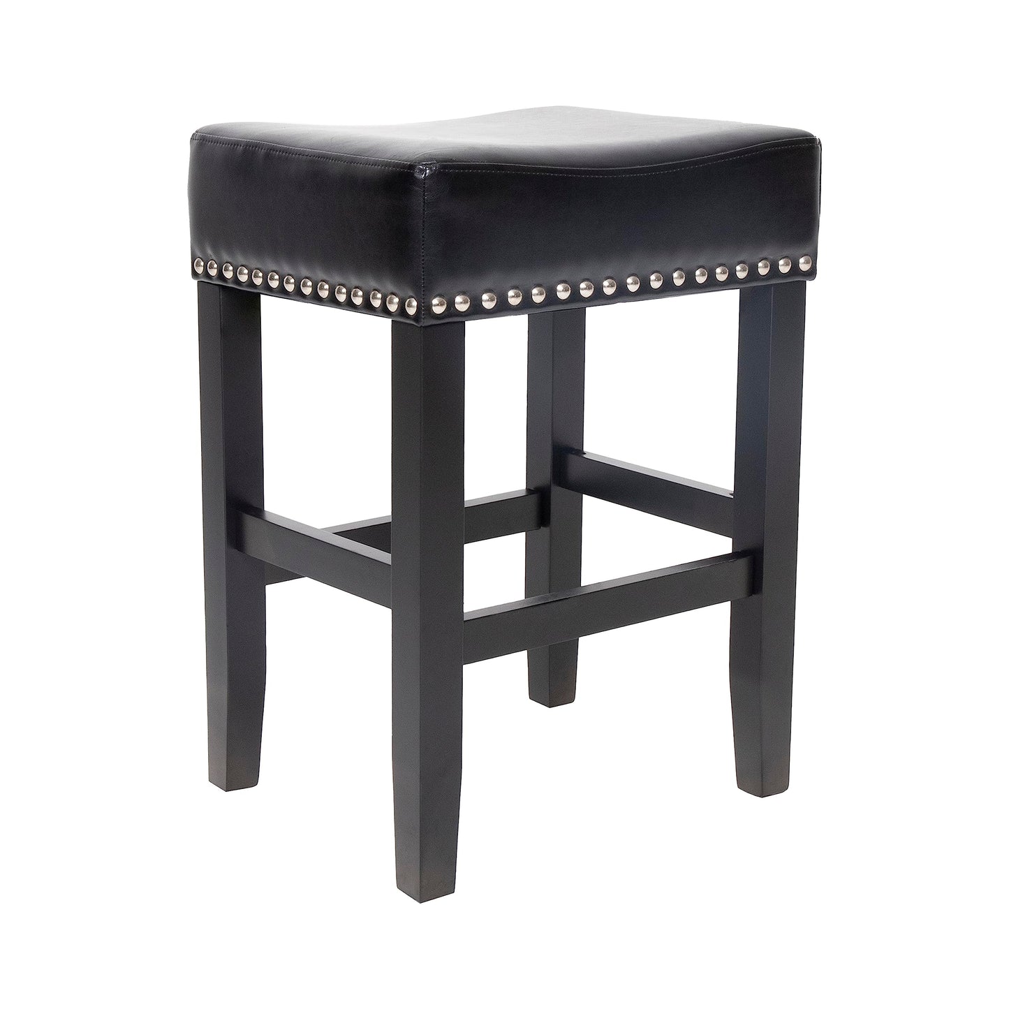 Christopher Knight Home Laramie Bonded Leather Backless Counterstools, 2-Pcs Set, Black