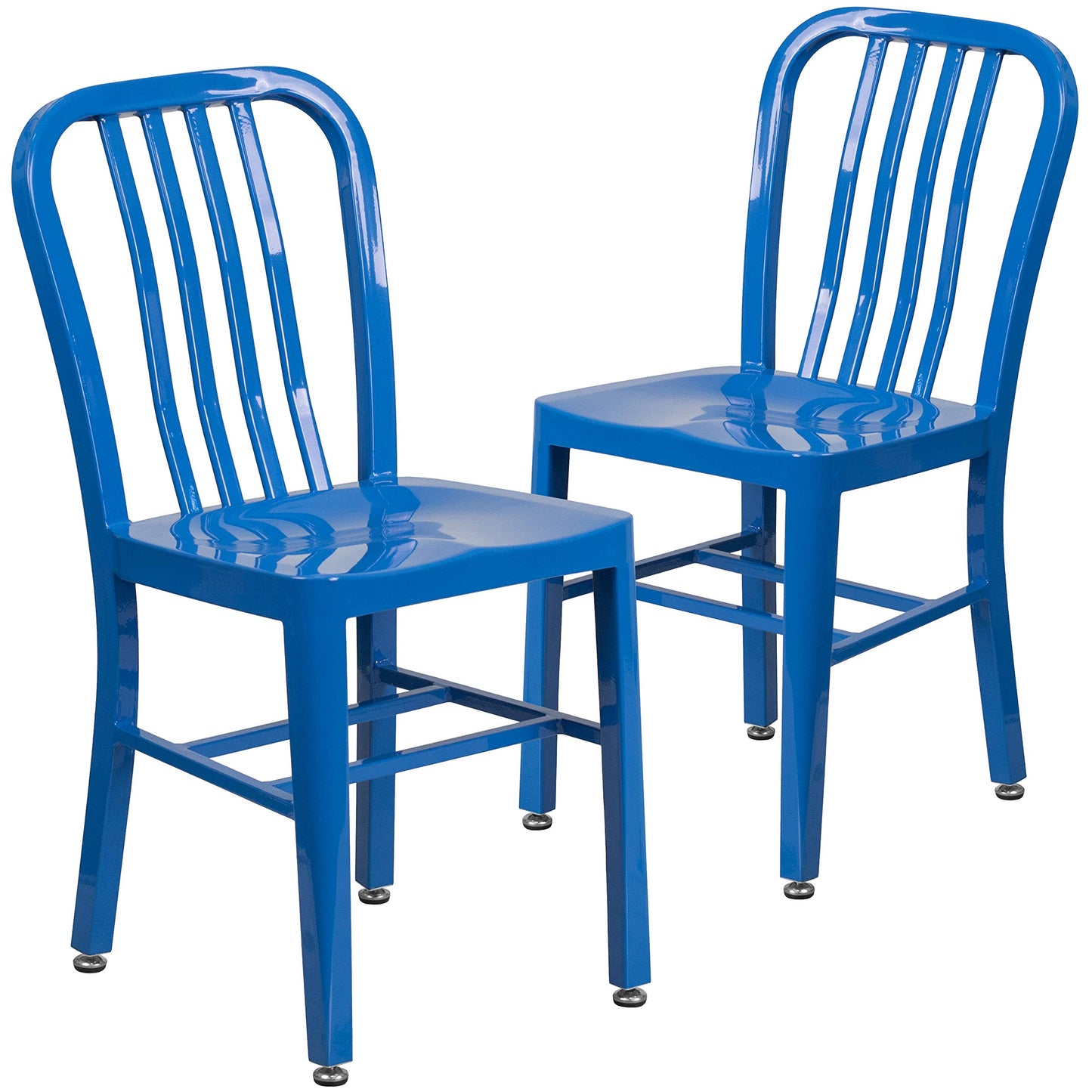 Flash Furniture Gael Commercial Grade 2 Pack Blue Metal Indoor-Outdoor Chair