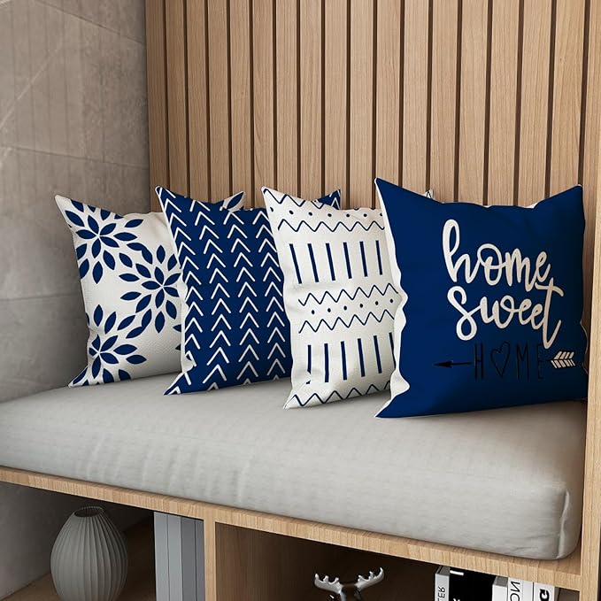 YCOLL Pillow Covers 18x18 Set of 4, Modern Sofa Throw Pillow Cover, Decorative