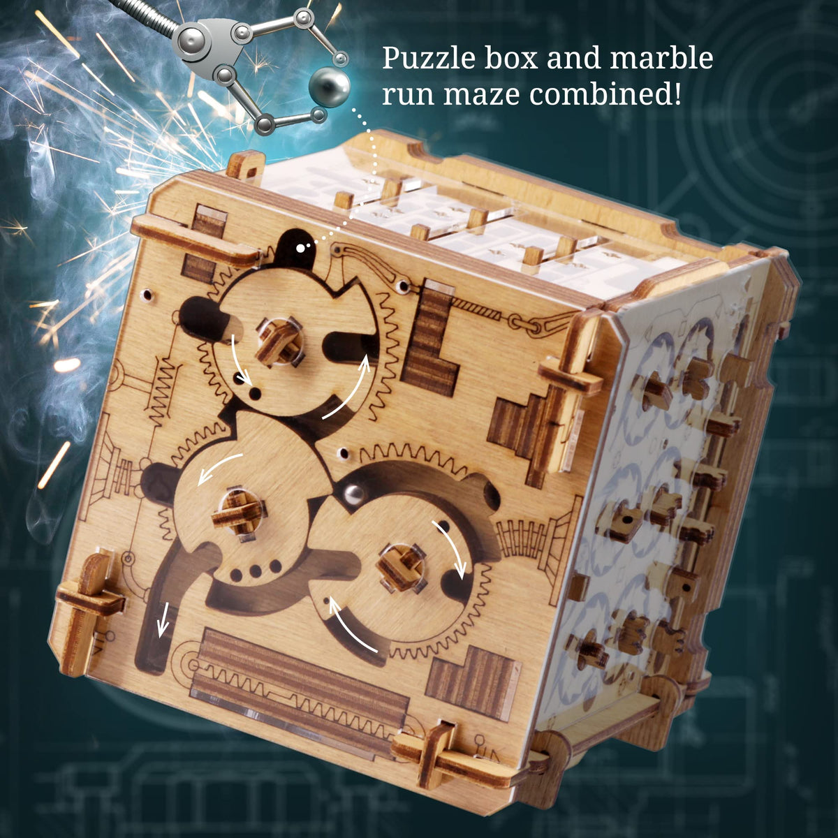 iDventure Cluebox Cambridge Labyrinth | Wooden Escape Room Puzzle Box | Engaging Brain Teaser with Hidden Money Compartment | Unique Gift for Adults