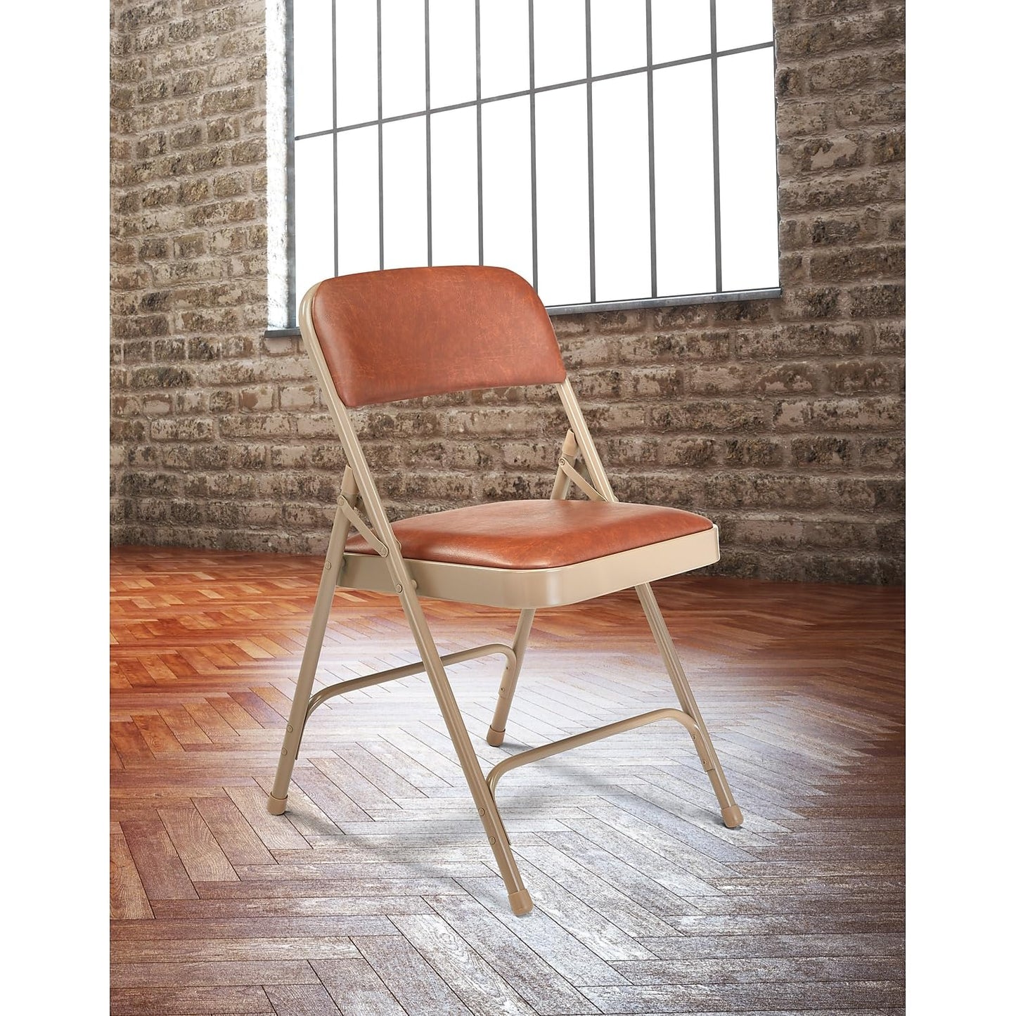 Premium Padded Portable Folding Chairs by National Public Seating – 1200 Series Upholstered, Heavy-Duty Foldable Chairs for Indoor & Outdoor Use – Set of 4, Comfortable & Durable, Honey Brown