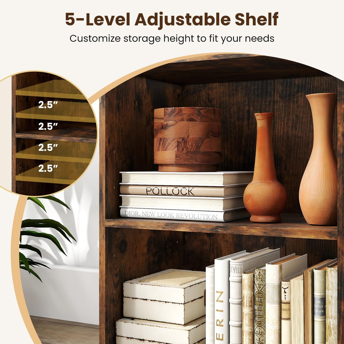 Giantex 2-Cube Bookshelf and Bookcase, 2-Layer Storage Shelf w/Large-Capacity Open Storage Space for Living Room Bedroom Study Office, Multi-Functional Furniture Display Cabinet, Rustic Brown