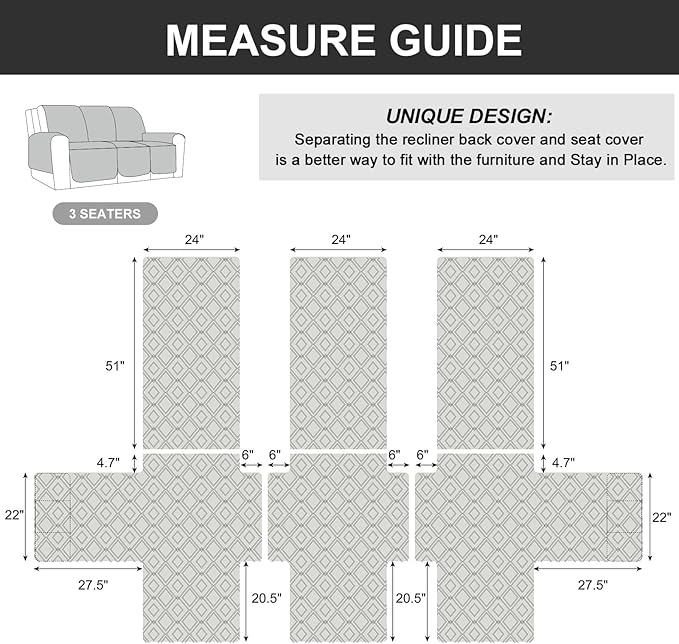 Genina Waterproof Couch Cover for Reclining Sofa