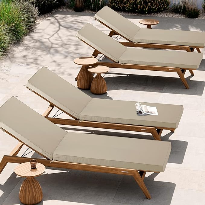 Chaise Lounge Cushion Outdoor, Waterproof and Stain-Resistant Lounge Deck