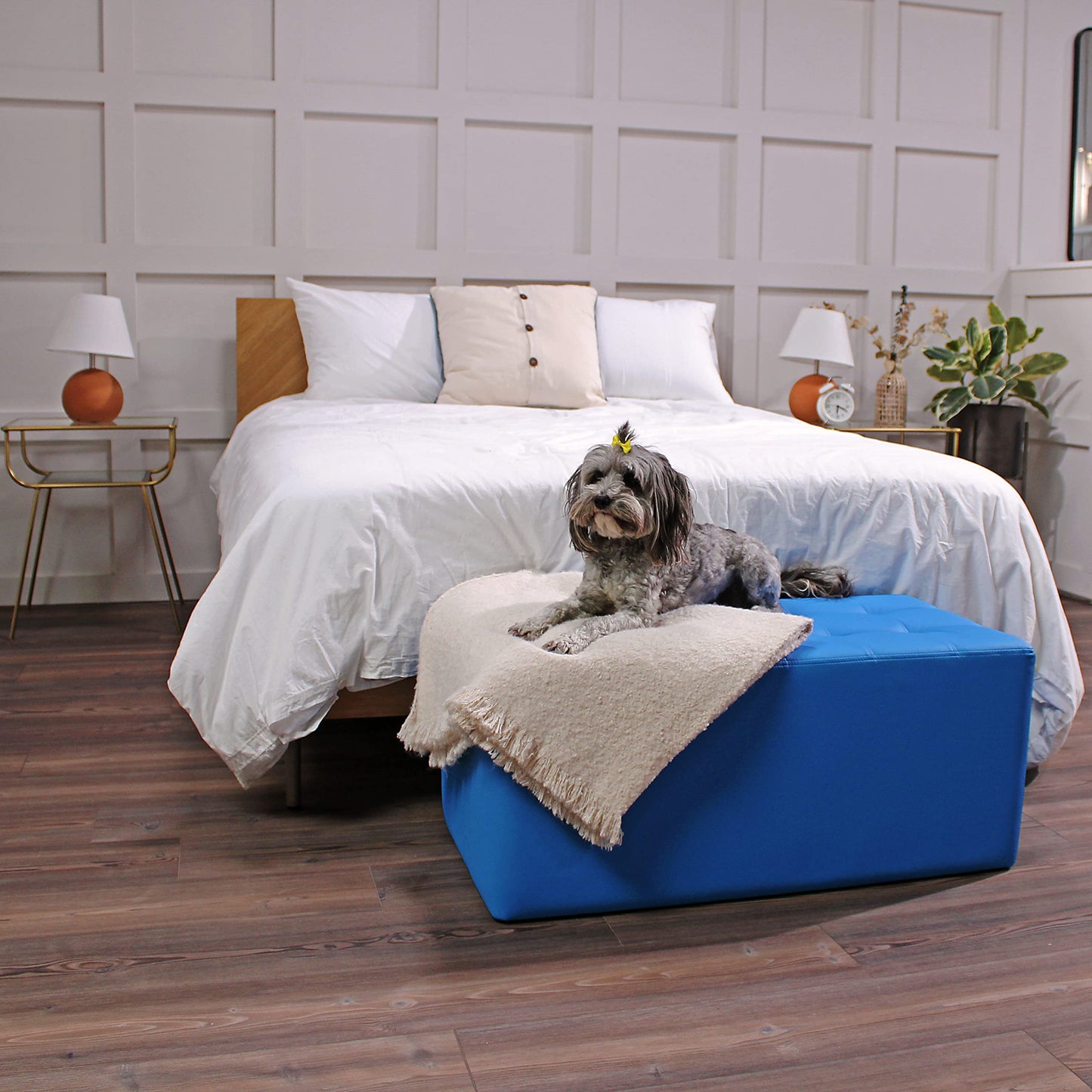Factory Direct Partners Tufted Rectangle Accent Ottoman Bench Beautifully Upholstered Furniture for Modern Home, Office, Library or Waiting Area Seating, Footstool, Table Use - Navy, 14046-NV