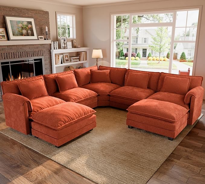 ELUCHANG 114" Oversized V-Shaped Cloud Couch Modular Sectional Sofa