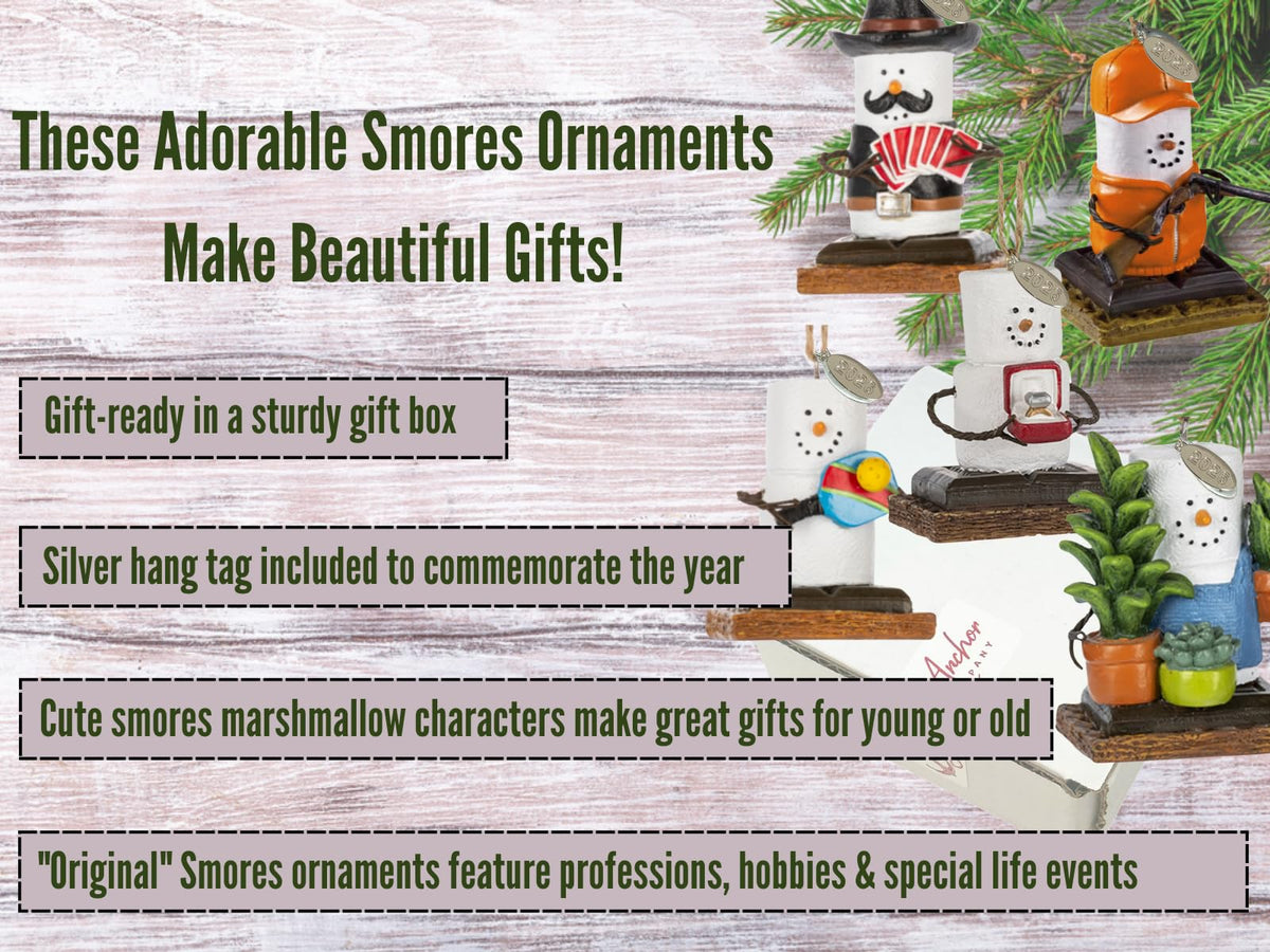 Smores Ornament - Ice Fishing Gifts - Smores Fishing Ornament with Ice Fisherman and Fish on Rod - Comes in Gift Box so It's Ready for Giving