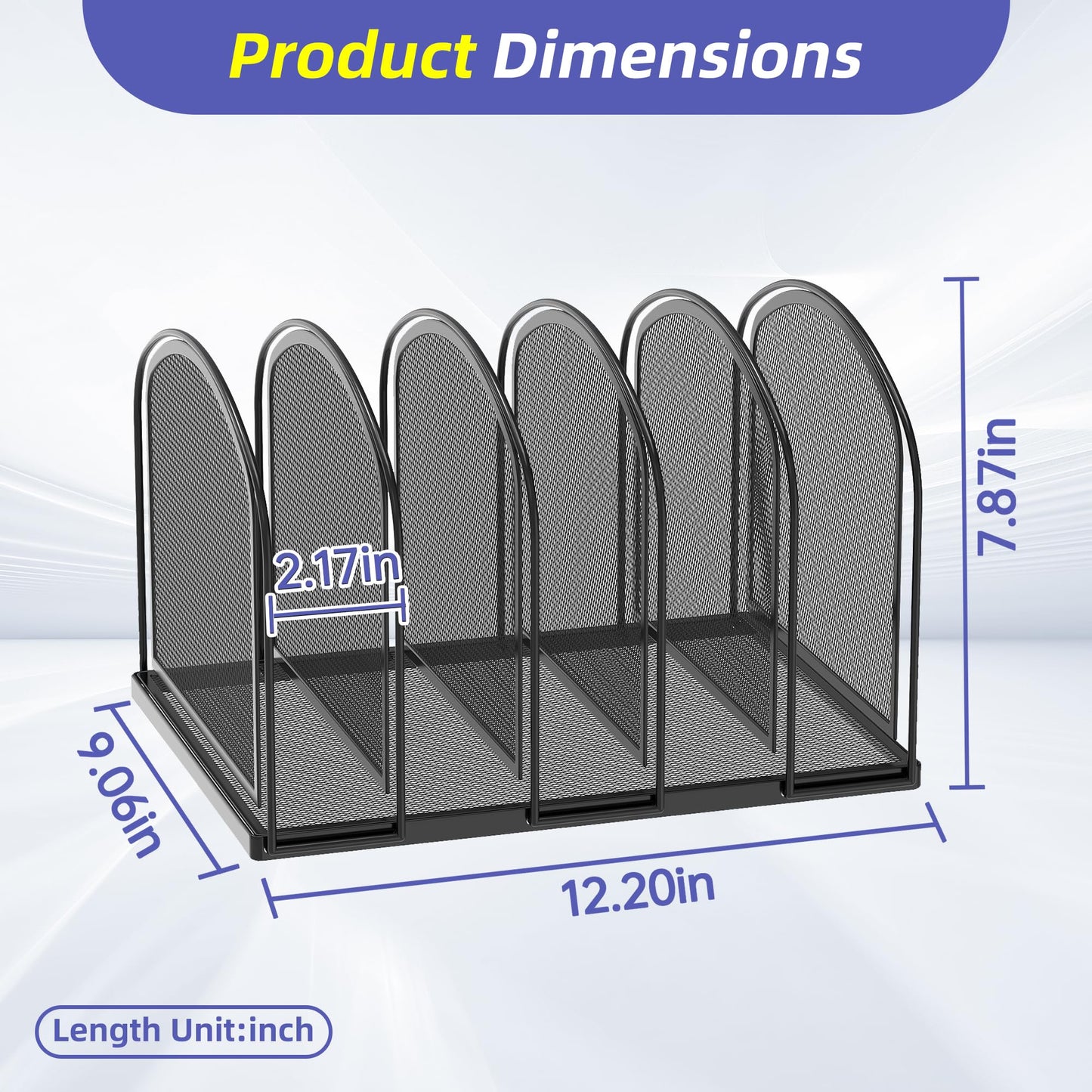 SUPEASY File Organizer for Desk, 5-Section Mesh Desk Organizer, Vertical File Holder Desktop Organizer File Sorter, File Folder Holder for Office Supplies, Black