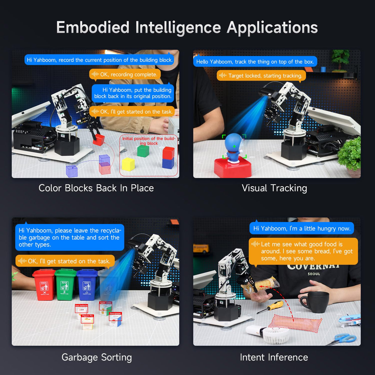 Yahboom 6DOF Program Robotic Arm Kit 3D Adaptive Gripping, 3D Automatic Recognition Supports Large AI Model (Sta-OrinNano Super 4GB)