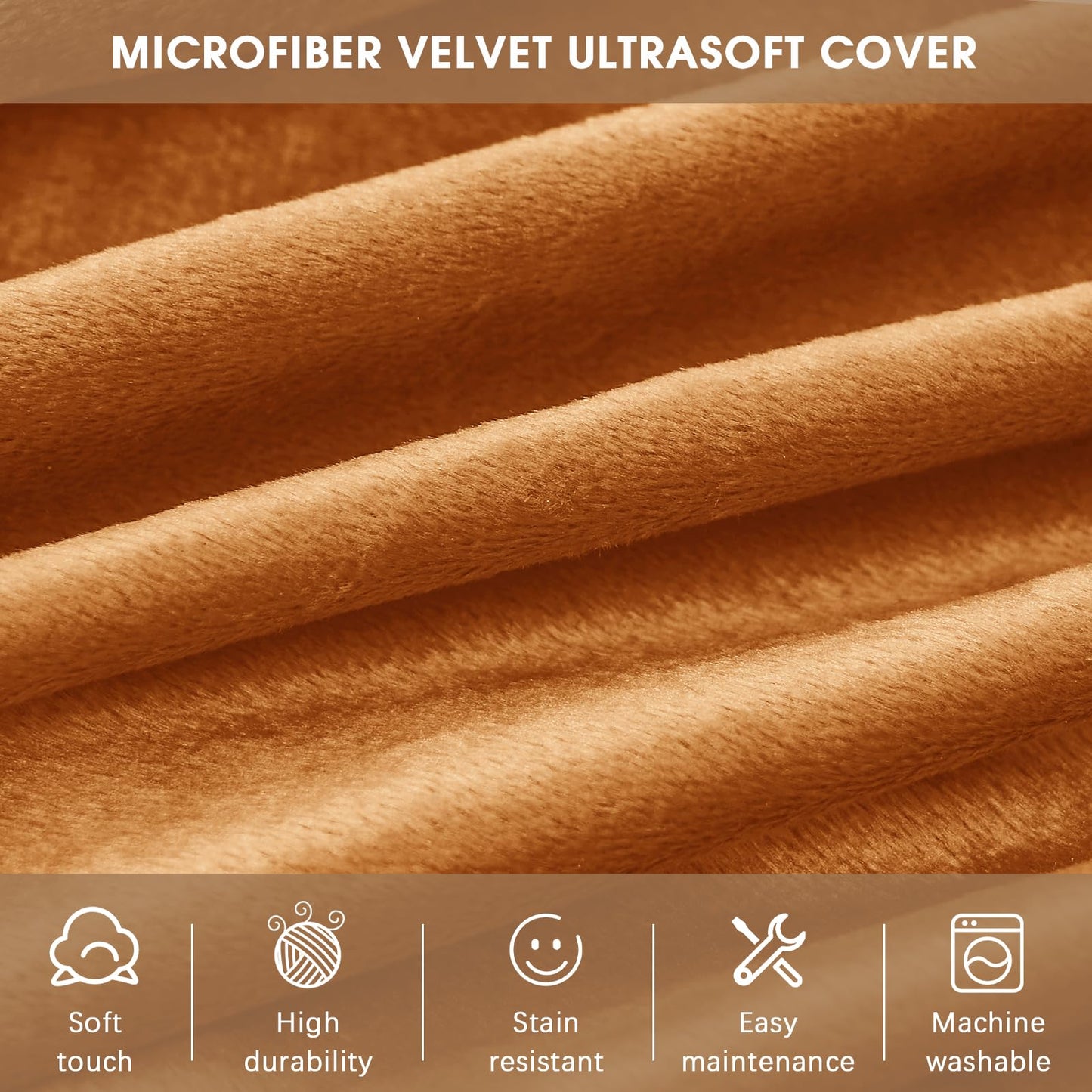 ILPEOD Bean Bag Chairs for Adults - Memory Foam Furniture BeanBag Chair - Kids/Teens Sofa with Soft Micro Fiber Cover - Round Fluffy Couch for Living Room Bedroom College Dorm - 3 ft, Golden Brown