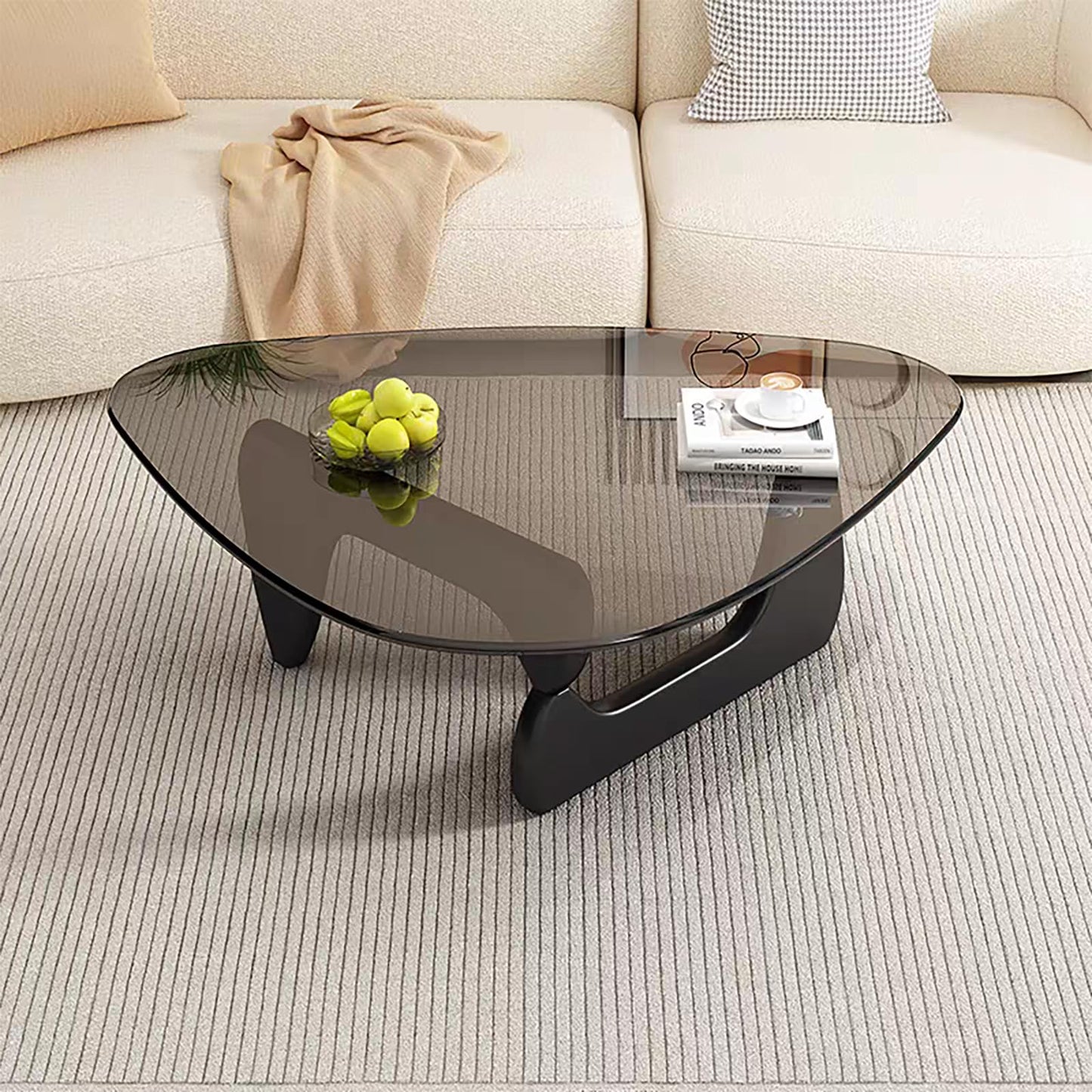 Modern Glass Coffee Table, Mid Century Coffee Table, Small Coffee Table for Living Room,Suitable for Bedroom Living Room Reception Office Tables (Black/Grey, Small)