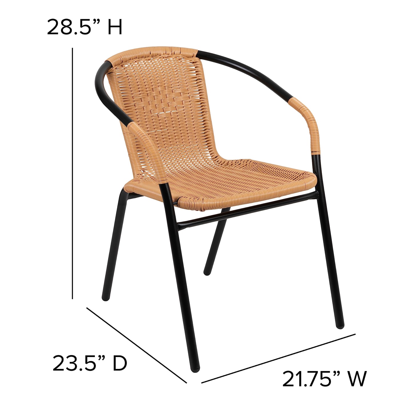 Flash Furniture Lila 4 Pack Beige Rattan Indoor-Outdoor Restaurant Stack Chair | Versatile and Stylish Seating