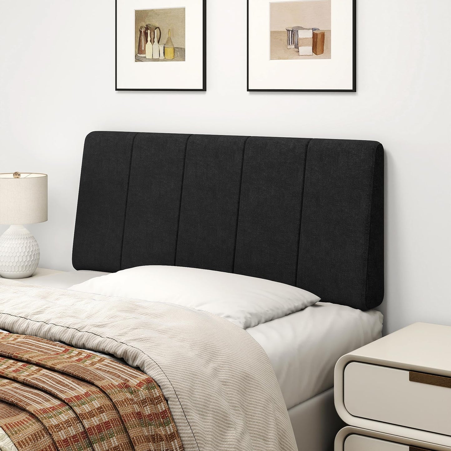 Liiwepo Twin Size Headboard Only-No Assembly, Upholstered Headboard Twin Size Linen Fabric Modern Style Headboards Extra-Thick, Black