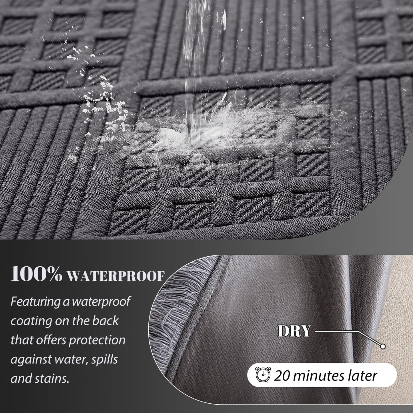 HYZOTEX Waterproof Sectional Couch Covers Sectional Sofa Cover L Shaped Corner Sofa Slipcovers Blanket for Dogs Pets Washable Jacquard Quilted L Shape Furniture Protector (75x276 in, Dark Grey)