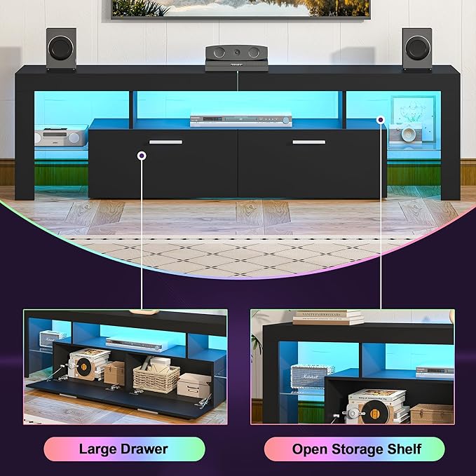 Clikuutory Modern Lighting 63 inch TV Stand