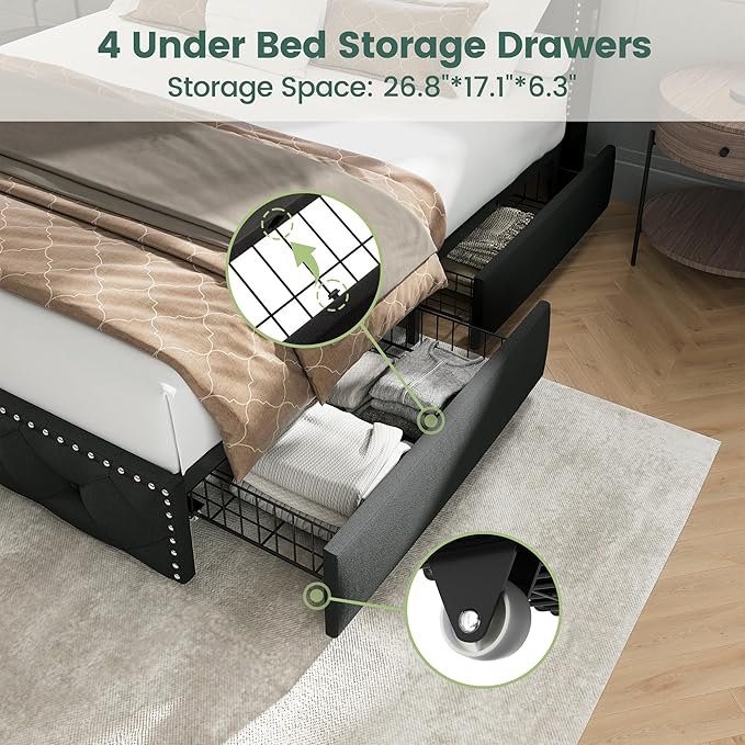 LARMACE Queen Size Bed Frame