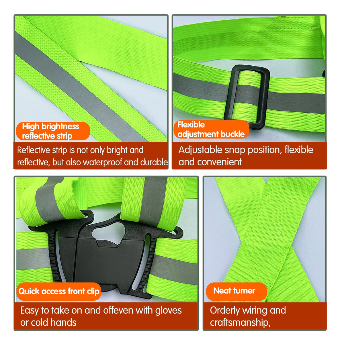 Reflective Safety Vest 2pcs - High Visibility Vest Adjustable Straps for Outdoor Jogging, Cycling, Walking,Construction Workers,Traffic Control,and Outdoor. Fits Men Women (Green + Orange)
