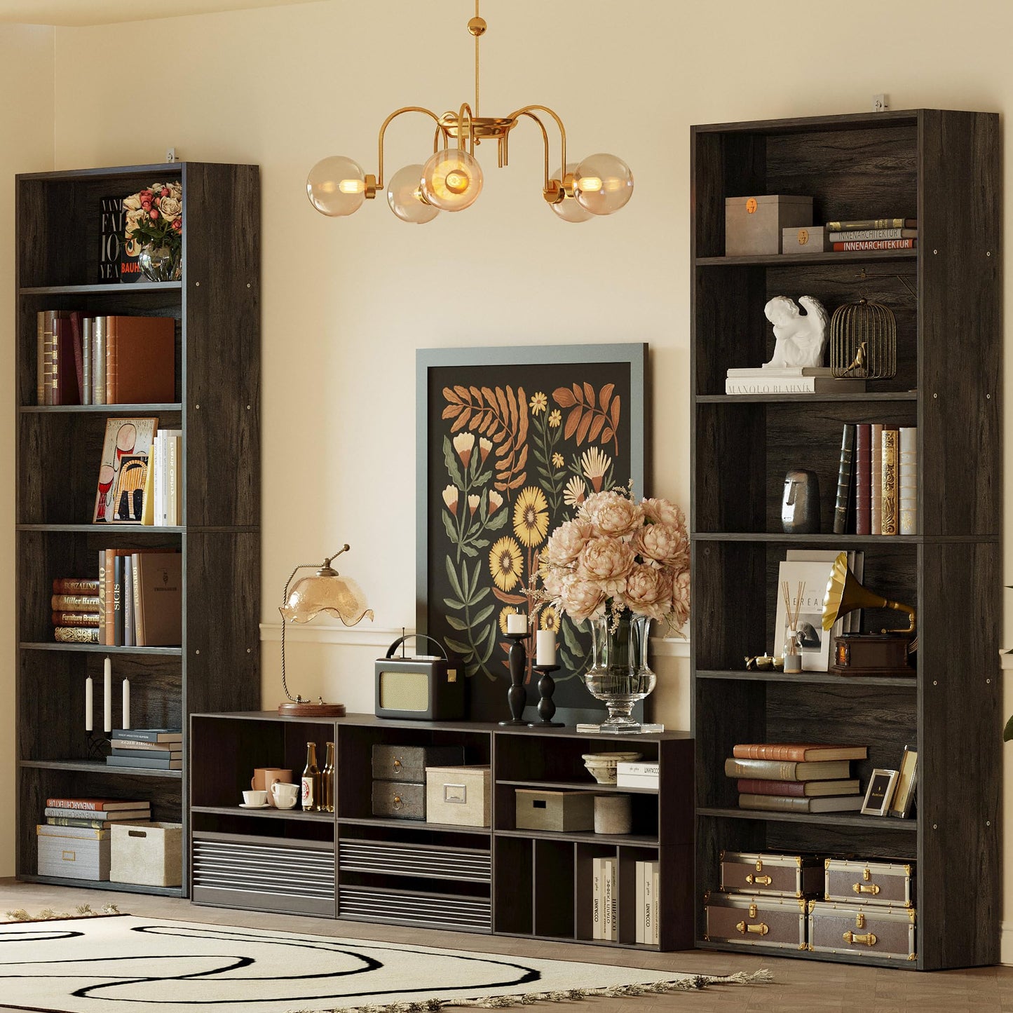 IRONCK Bookshelves and Bookcases Set of 2 Floor Standing 6 Tiers Display Storage Shelves 70 in Tall Bookcase Home Decor Furniture for Home Office, Living Room, Bed Room