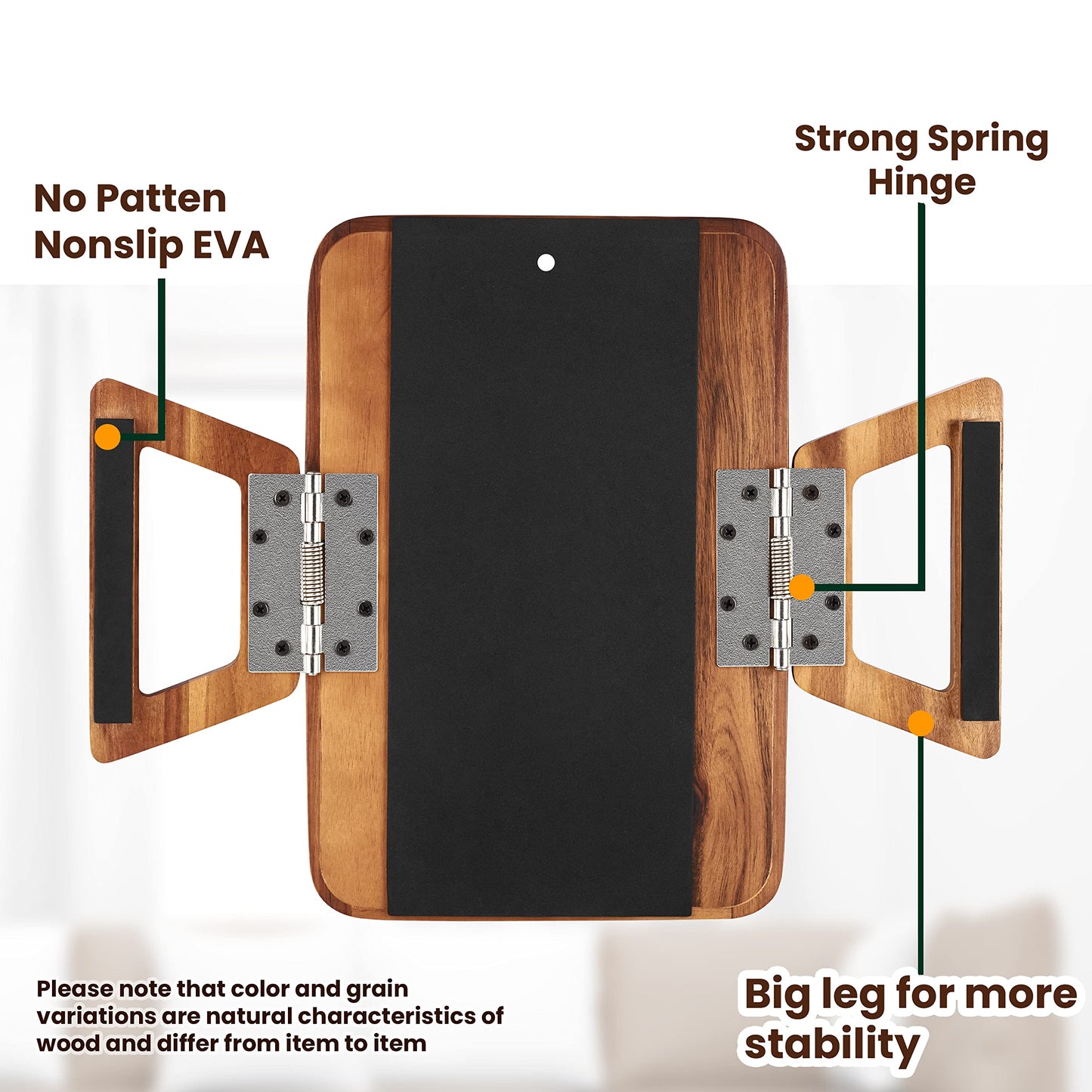 Tinamo Acacia Wood Sofa Armrest Tray with Phone Holder - Large Sofa Arm Tray Table Clip - Couch Arm Table for Wide Couches - Wooden Side Tables for Small Spaces for Eating and Drink(13.8" x 9.5" x 1")