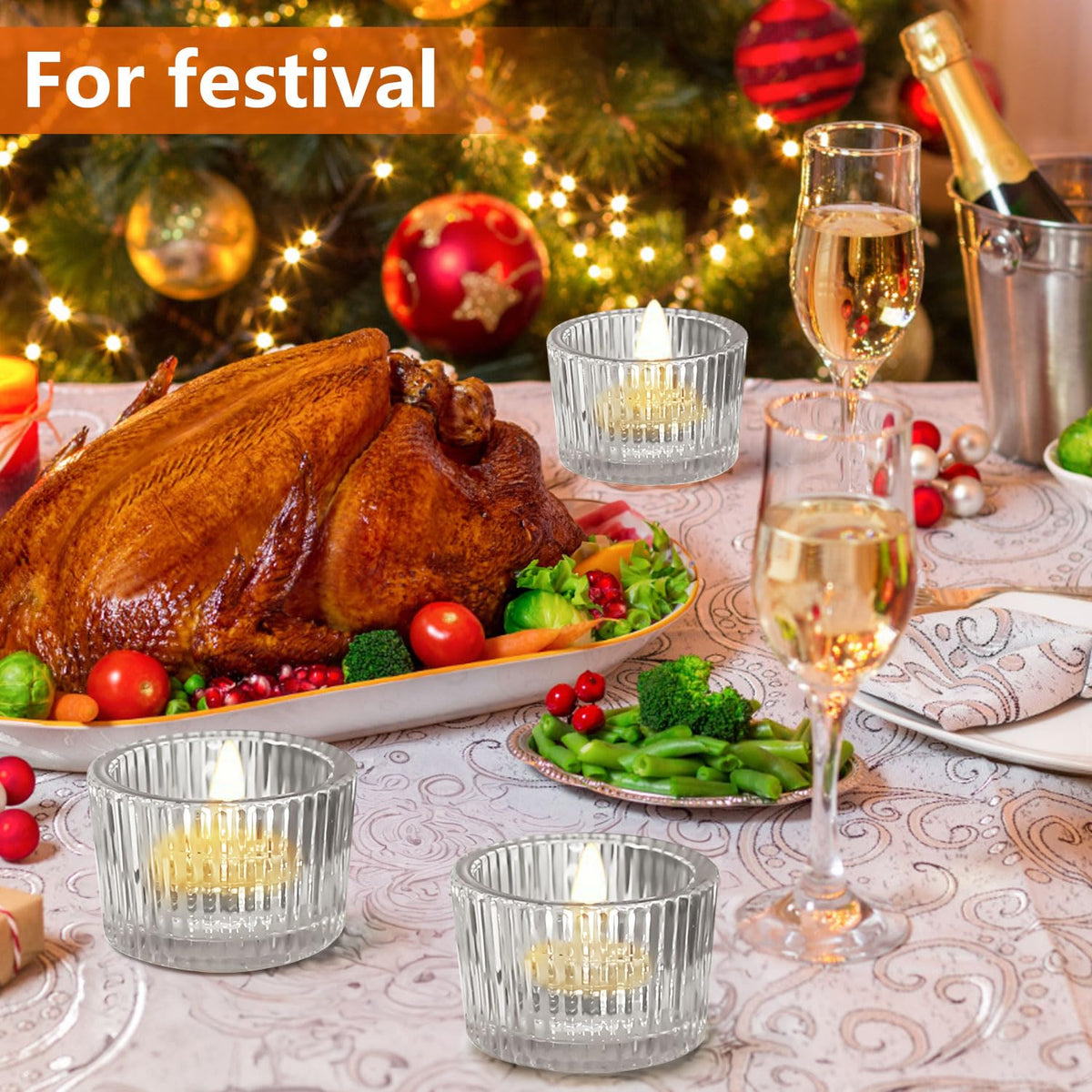 JOYIT Clear Votive Candle Holders Bulk Set of 6, Tealight Candle Holder for Wedding Table Centerpiece, Glass Small Candle Holders for Birthday Party, Valentine's Day, Home Decor (2''X 1.4'')